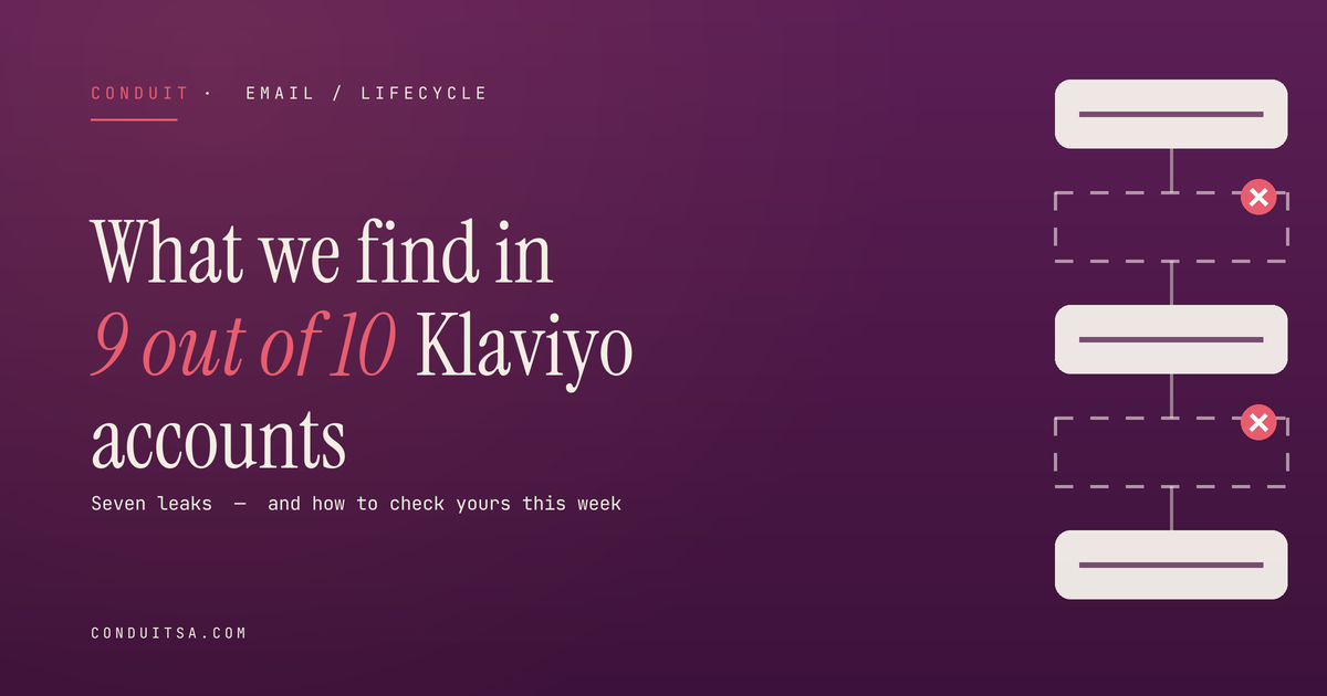 Klaviyo flow structure with common gaps highlighted